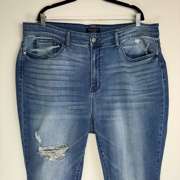 Judy Blue Skinny Jeans Sz 22W Distressed Raw Hem Stretch - Picture 4 of 13